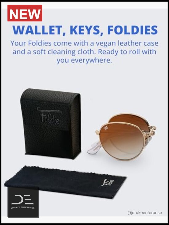 Round Folding Sunglasses Polarized UV400 Protection with Leather Case main image 6